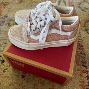 Vans Kids Sneakers in Glittery Pink and White